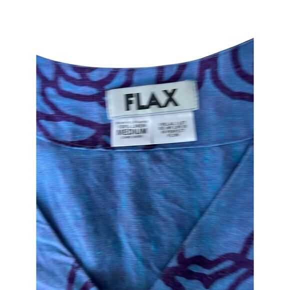 Flax 100% Linen Women's Floral Shirt Relaxed Jacket Pockets Size Medium Casual - Picture 2 of 8